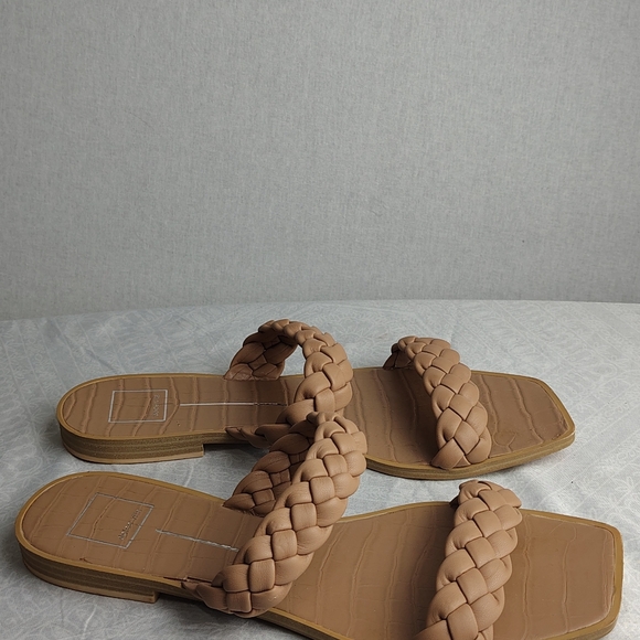 Dolce Vita Braided Tan Taupe Women's Sandals Faux Crocodile Soles Flat Size 11 - Picture 9 of 9